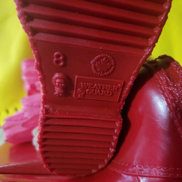 S27 New Furry Lined Boot Ruby Red - Great Tread Canadian Weather Guard Sz 8,8,9 - Picture 5 of 7